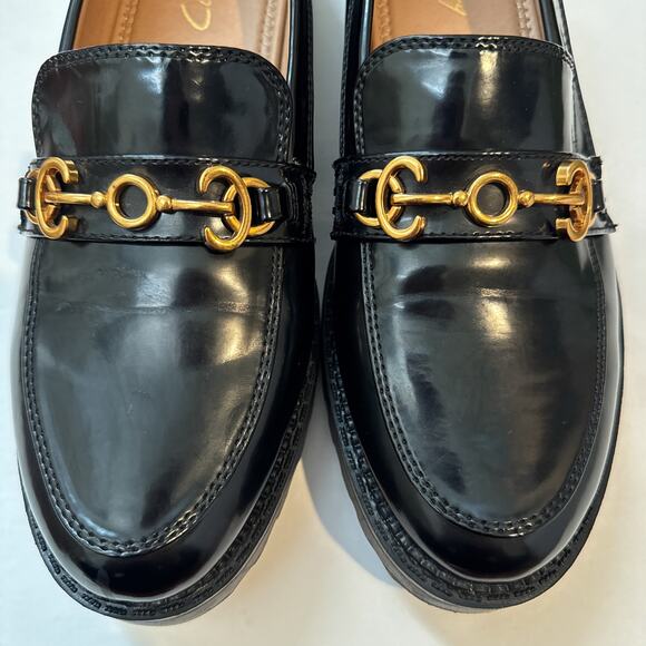 Circus NY by Sam Edelman Deana Loafers Black Patent Gold Chain Size 10 - Picture 3 of 11